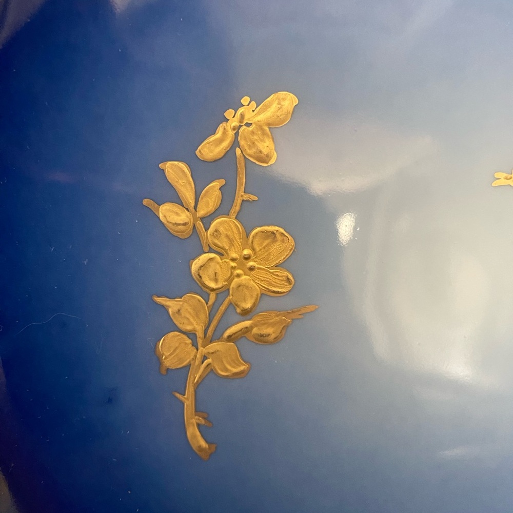 Antique Blue Plate with Gold Hand Painted Design Jean Pouyat in Limoges, France. - Picture 8 of 16